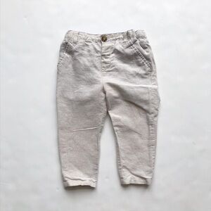 Mon Caramel cream linen pants EUC 18-24 months